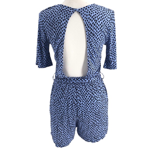 Lascana NEW Womens Size 4 Faux Wrap Romper Lightweight Blue Spotted - Picture 5 of 11